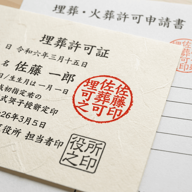 寺院または霊園の管理事務所に置かれた書類と印鑑